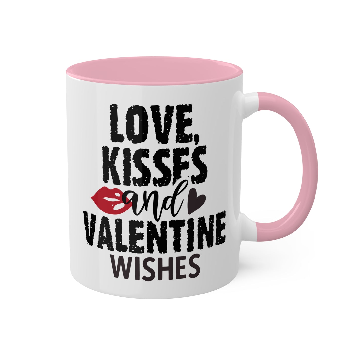 Amor, besos y deseos de San Valentín: taza de regalo colorida de 11 oz