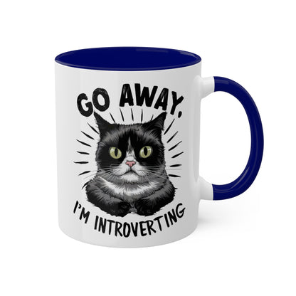 Go Away I'm Introverting - Funny Grumpy Cat - 11oz Colorful Mug