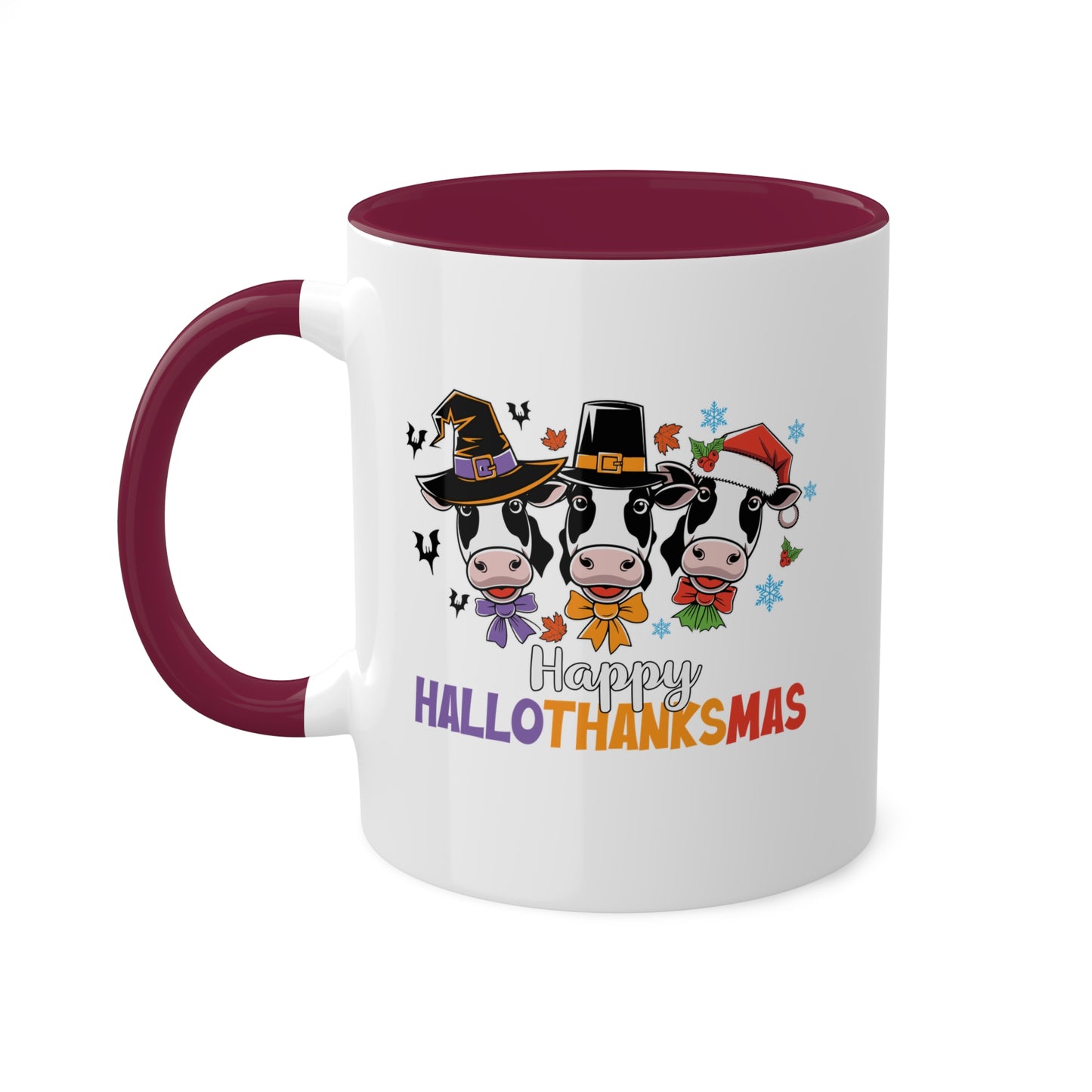 FELIZ DIA DE SAN VALENTÍN CON TRES LINDAS VACAS - Taza colorida de 11 oz