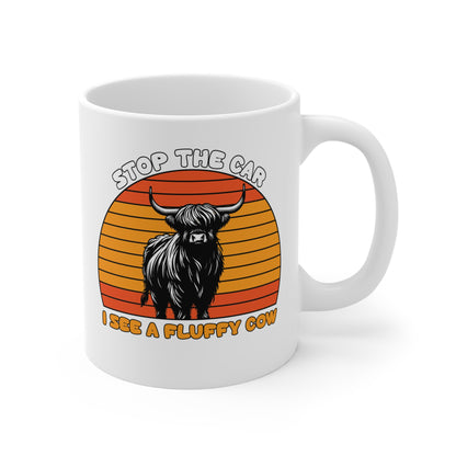 DETÉN EL COCHE, VEO UNA VACA ESPONJOSA - Taza de café de cerámica de 11 oz