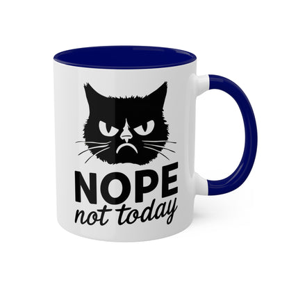 No, hoy no - Gato divertido - Taza de café colorida de 11 oz