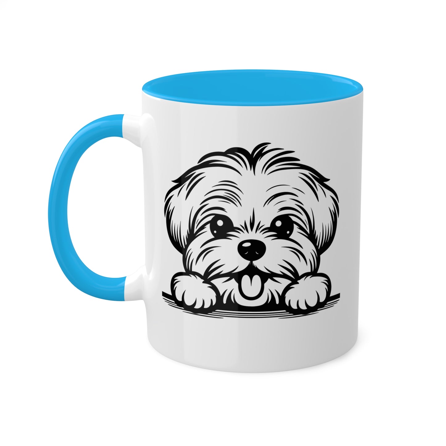 Taza de café con cara de perro maltés, regalo, taza colorida de 11 oz