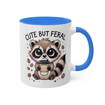 Cute But Feral - Adorable Raccoon With Coffee - 11oz Colorful Mug