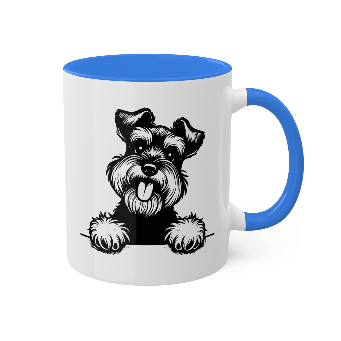 Taza colorida de 11 oz con cara de perro Schnauzer miniatura