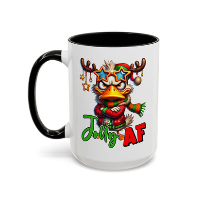 Jolly AF - Funny Christmas Duck Holiday Gift Mug (11oz, 15oz)