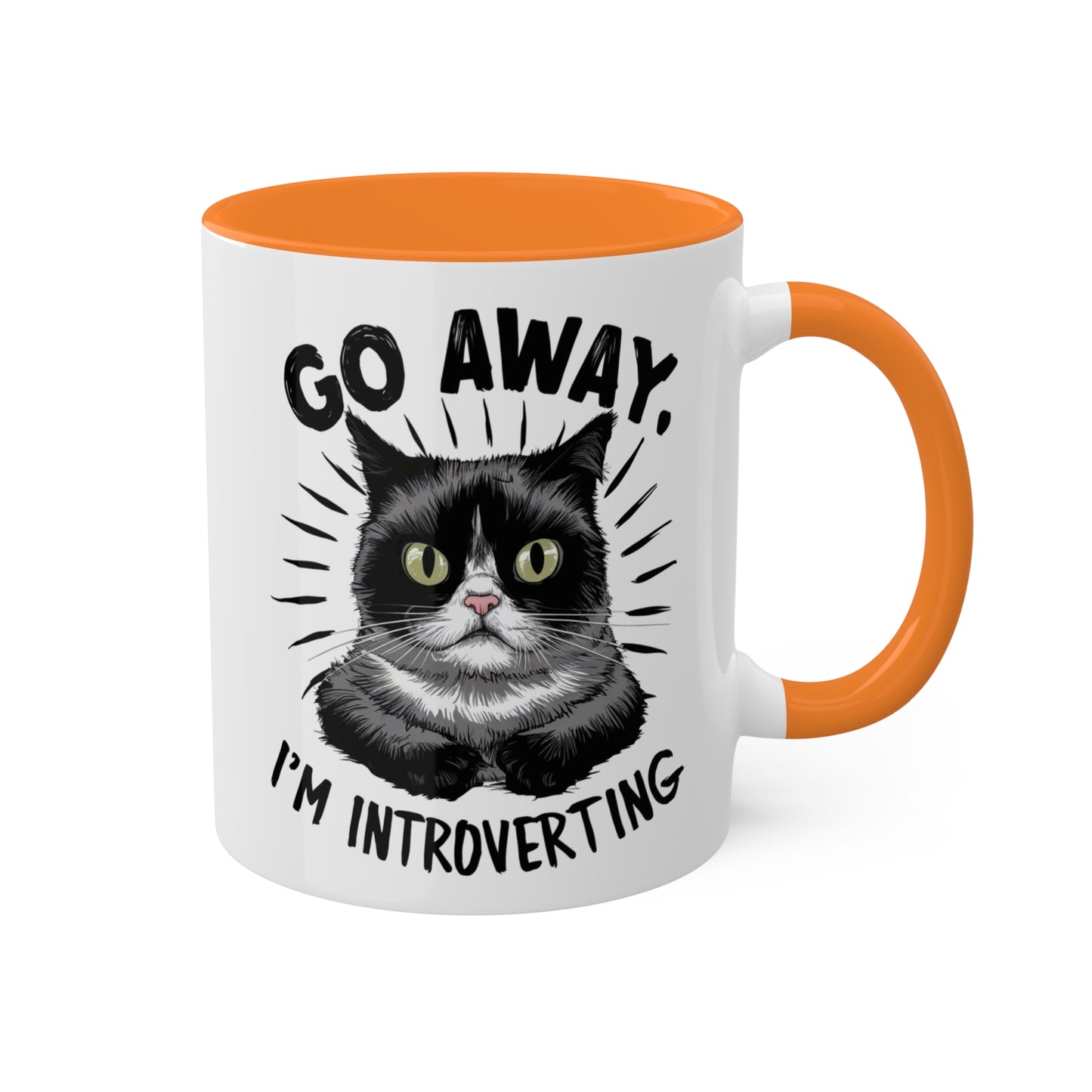 Go Away I'm Introverting - Funny Grumpy Cat - 11oz Colorful Mug