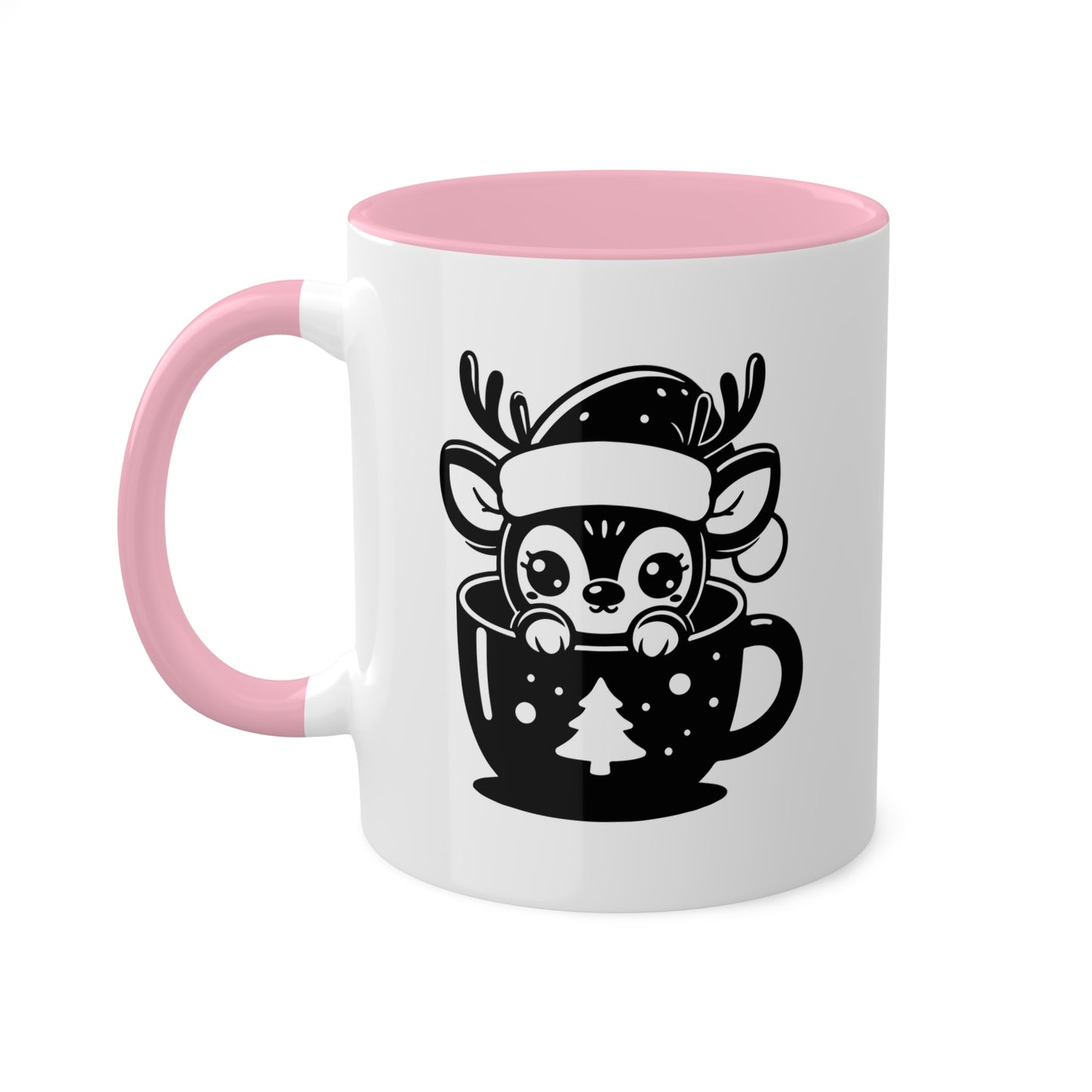 Lindo reno de dibujos animados navideños - Taza de regalo navideña de 11 oz