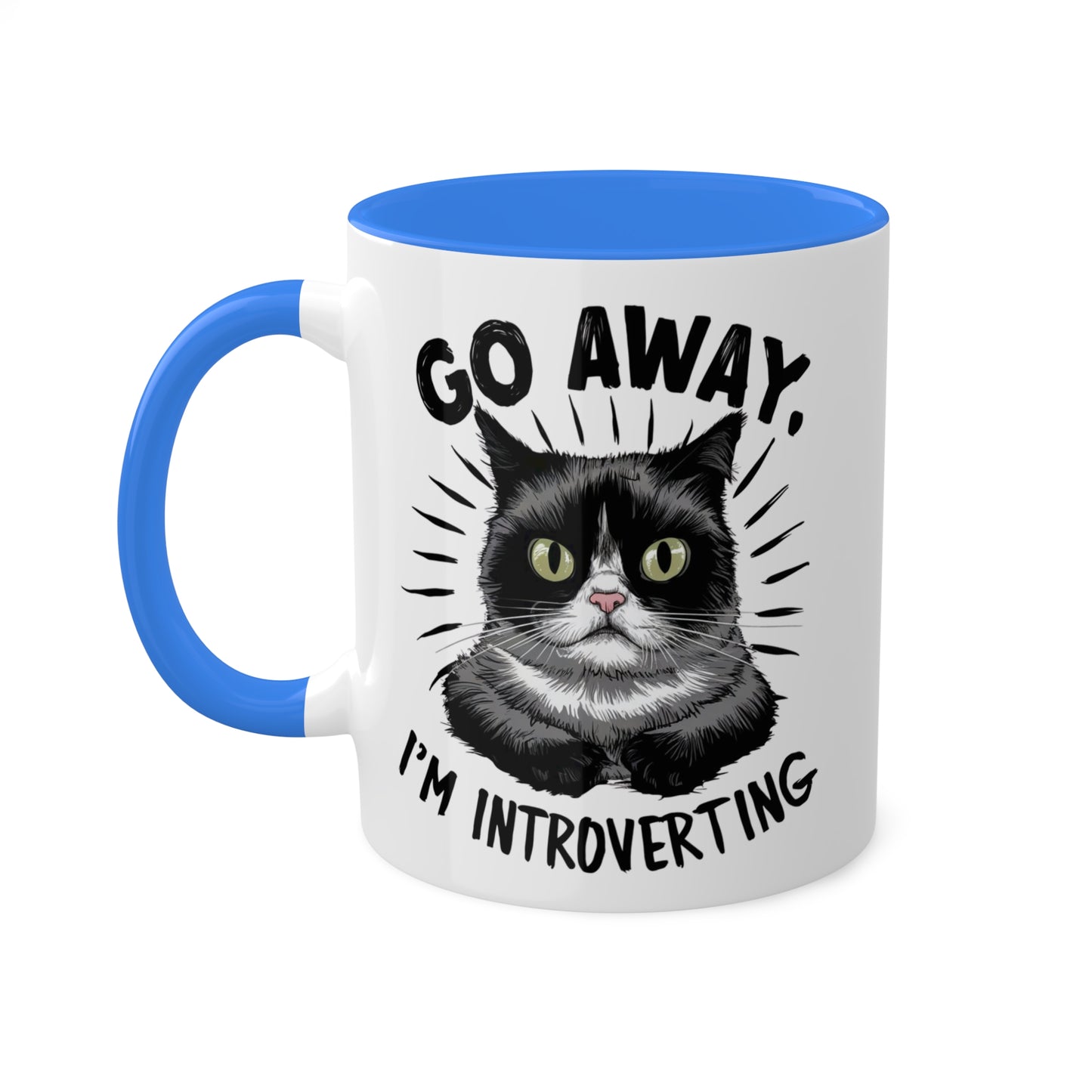 Go Away I'm Introverting - Funny Grumpy Cat - 11oz Colorful Mug