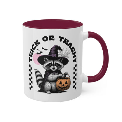 Trick Or Trashy With Cute Raccoon - 11oz Colorful Halloween Mug