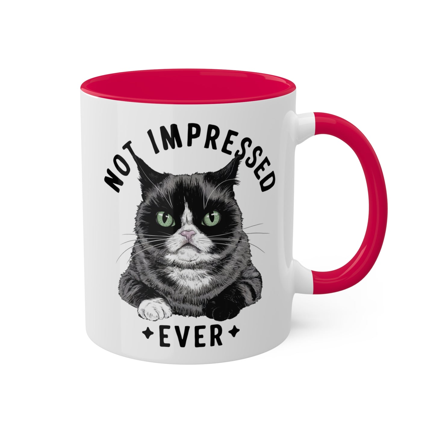 Nunca me impresionó - Lindo gato gruñón - Taza de café colorida de 11 oz