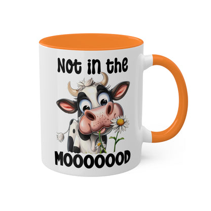 No estoy de humor - Linda vaca con flores - Taza de café colorida de 11 oz