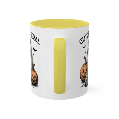 Cute But Feral With Adorable Raccoon - 11oz Colorful Halloween Mug